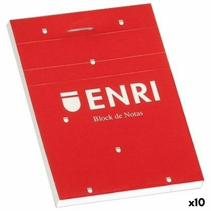 Bloc de Notas ENRI Rojo 80 Hojas A6 (10 Unidades)