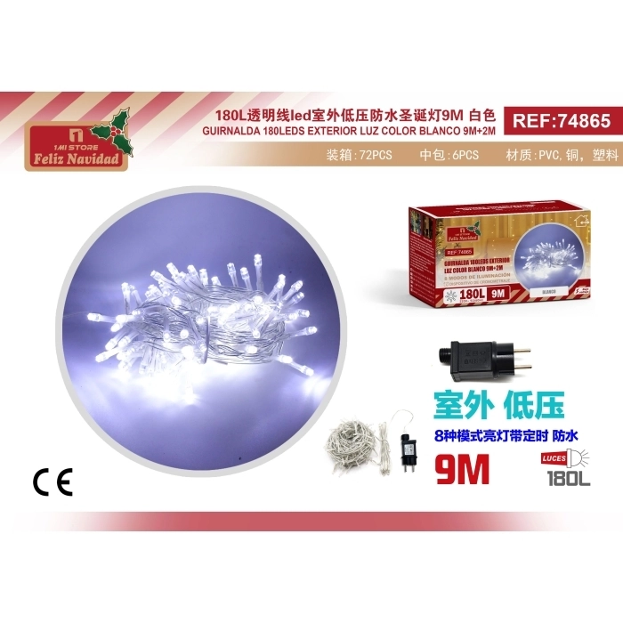 GUIRNALDA 180LEDS EXTERIOR LUZ COLOR BLANCO 9M+2M GUIRNALDA 180LEDS EXTERIOR LUZ COLOR BLANCO 9M+2M