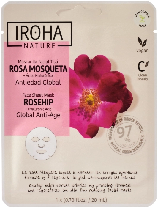 Mascarilla Facial Tisú Rosa Mosqueta + Ácido Hialurónico Mascarilla Facial Tisú Rosa Mosqueta + Ácido Hialurónico