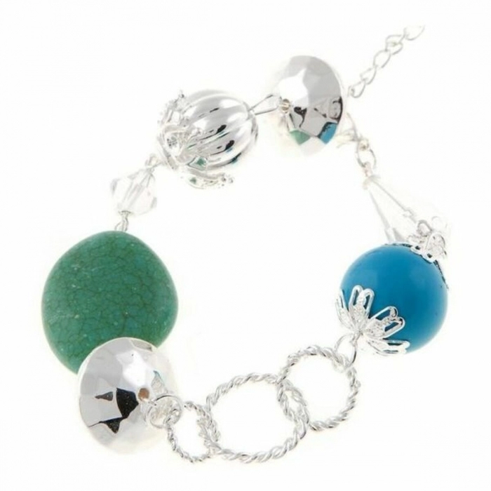 Pulsera Mujer Cristian Lay 436210 (23 cm) - Azul Verde Acero Plateado (23 cm)