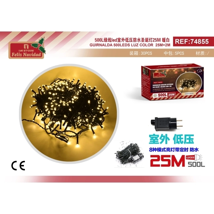 GUIRNALDA 500LEDS EXTERIOR LUZ COLOR CÁLIDO 25M+2M GUIRNALDA 500LEDS EXTERIOR LUZ COLOR CÁLIDO 25M+2M