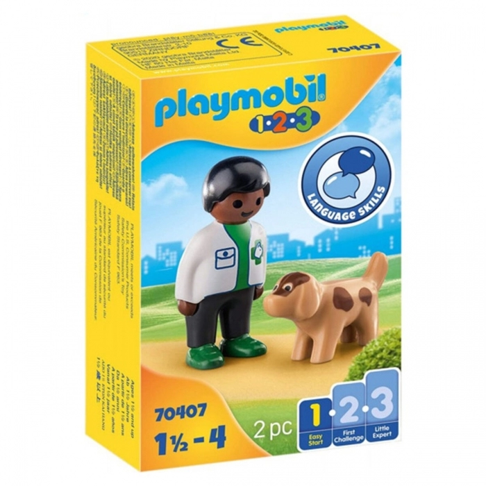 Playset 1,2,3 Veterinary with Dog Playmobil 70407 (2 pcs)