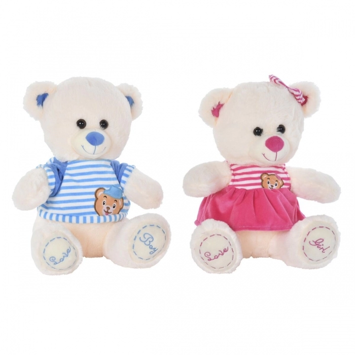 Oso de Peluche DKD Home Decor Beige Azul Rosa Poliéster Infantil Oso (2 Unidades Oso de Peluche DKD Home Decor Beige Azul Rosa Poliéster Infantil Oso (2 Unidades