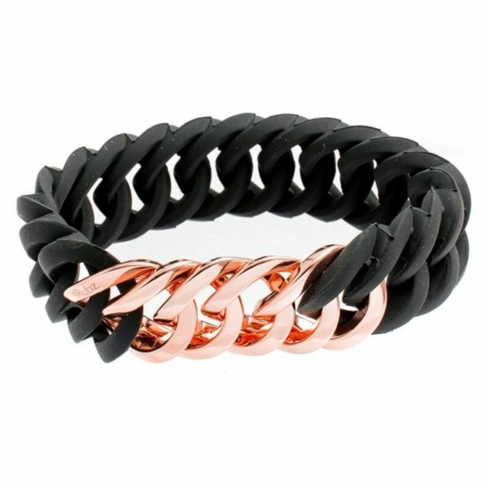 Pulsera TheRubz 100176 Negro Rosa Silicona Acero Inoxidable Rosado Acero/Silicon