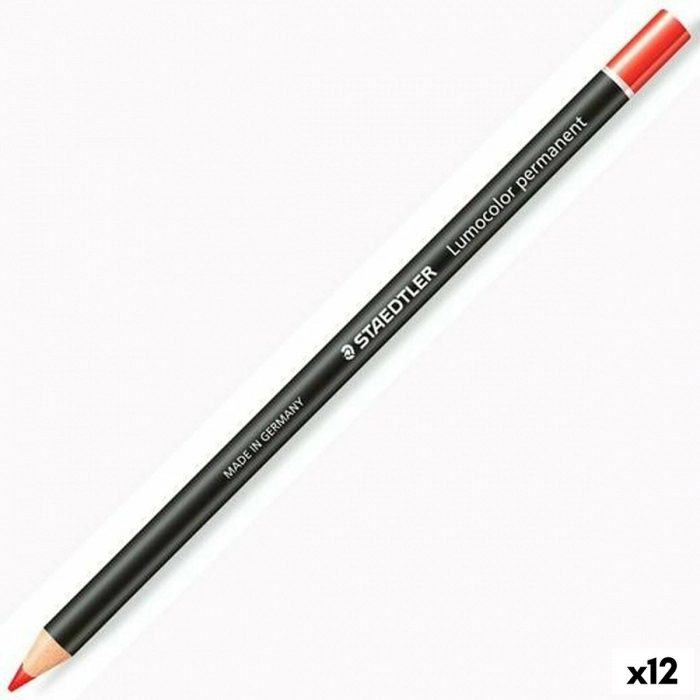 Lápices Staedtler Lumocolor Permanent Glasochrom Permanente Rojo Madera (12 Unid