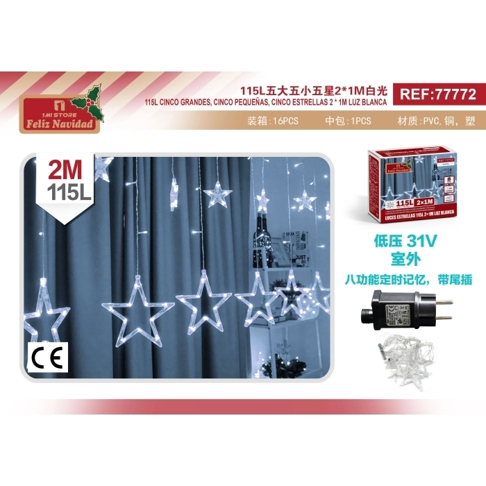 LUCES ESTRELLAS 115L 2 * 1M LUZ BLANCA