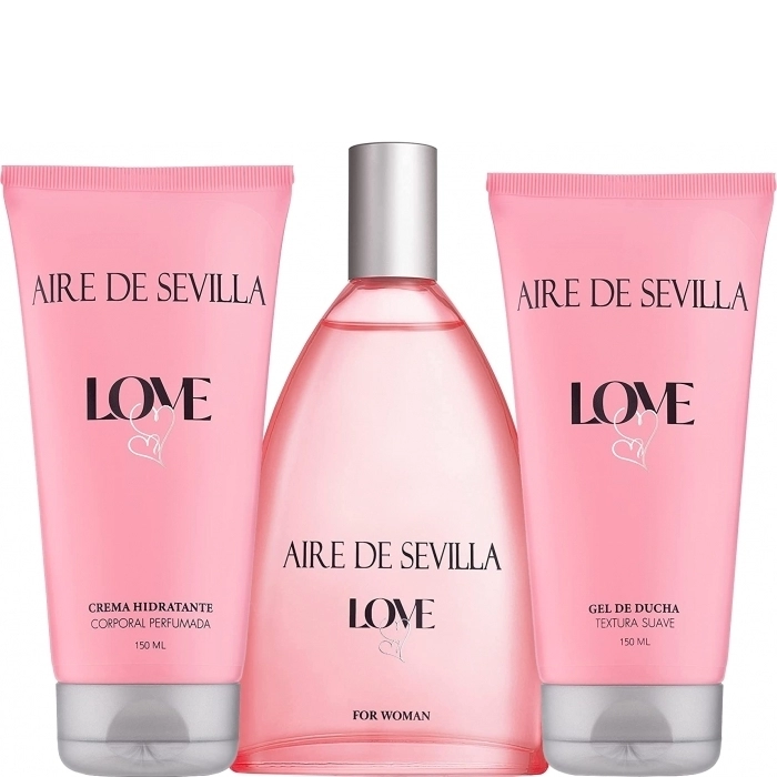 Set Aire de Sevilla Love 150ml + Crema Hidratante 150ml + Gel de Ducha 150ml
