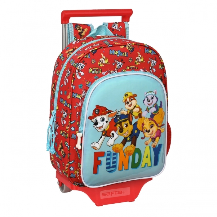 Mochila Escolar con Ruedas The Paw Patrol Funday Rojo Azul claro (26 x 34 x 11 c