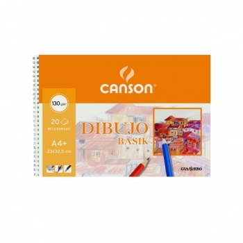 Bloc de dibujo Canson Basik Liso Microperforado Con recuadro 130 g 20 Hojas 10 U