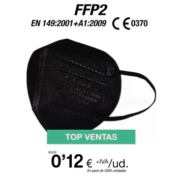 Mascarillas Autofiltrantes FFP2 5 Capas Color Negro con certificación europea
