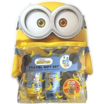 Set Minions Shower Gel 60ml + Shampoo 60ml + Lip Balm 10g +  Neceser