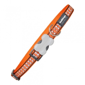 Collar para Perro Red Dingo Hueso Reflectante Naranja (2,5 x 41-63 cm)