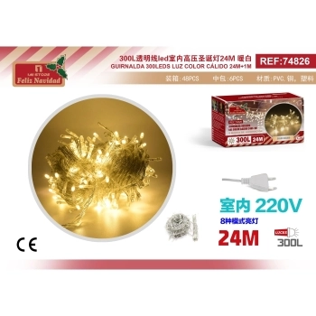 GUIRNALDA 300LEDS LUZ COLOR CÁLIDO 24M+1M