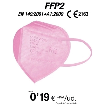 Mascarillas FFP2 Rosa Claro, con certificación europea