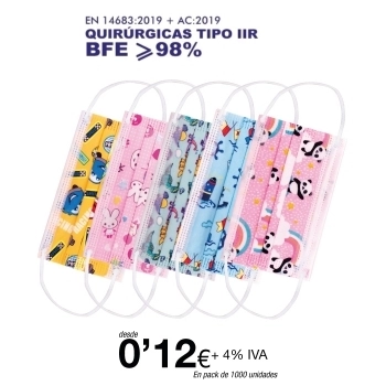Mascarillas Quirúrgicas Infantiles Surtido Dibujitos tipo IIR de 3 Capas Mascarillas Quirúrgicas Infantiles Surtido Dibujitos tipo IIR de 3 Capas
