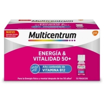 Multicentrum energia & vitalidad 50+ 15 frascos 7 ml sabor frambuesa