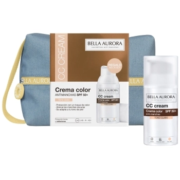 Set CC Cream Antimanchas Tono Claro Spf 50+ 30ml + Bolsa Jean Amarilla