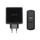 Cargador USB Pared Aisens PD 3.0 USB-C 57 W Negro