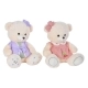 Oso de Peluche DKD Home Decor Vestido Beige Rosa Lila Poliéster Infantil Oso (2 